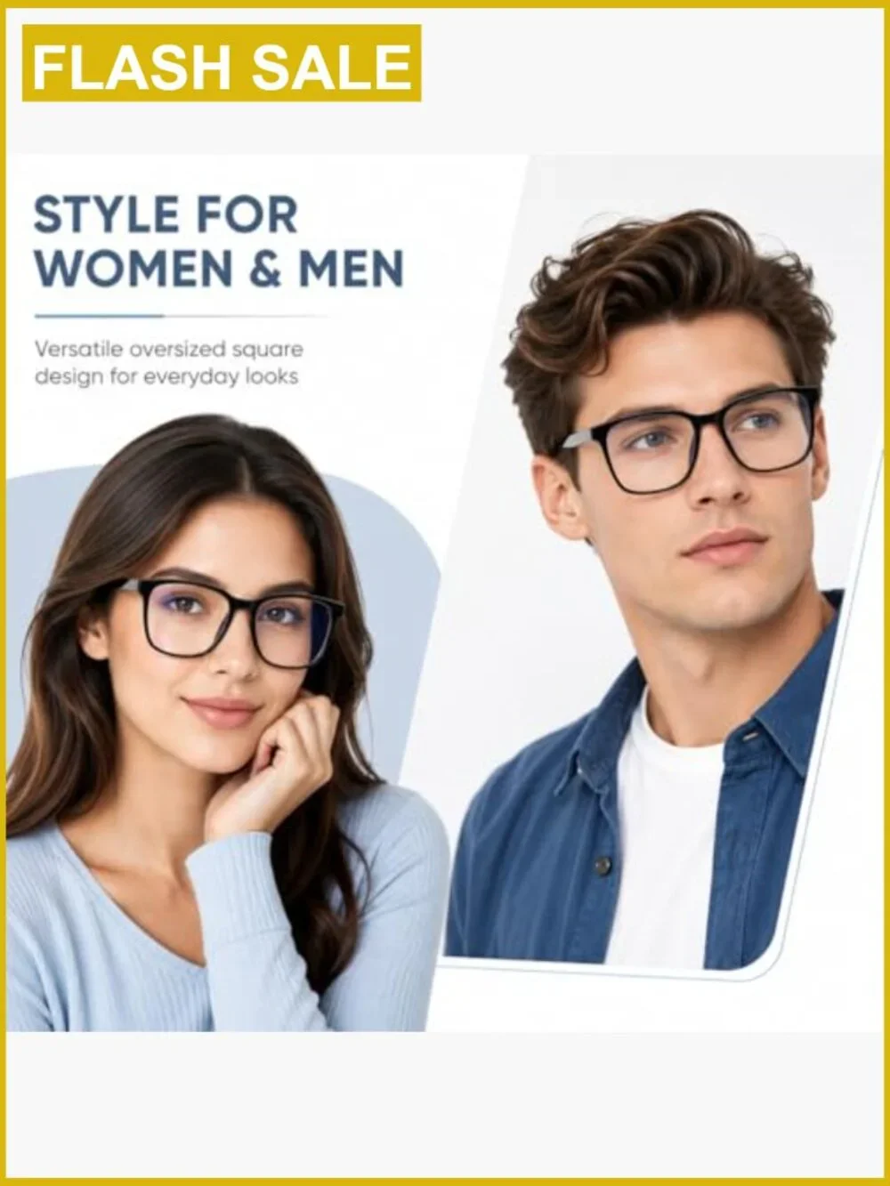 Oversized Square Blue Light Blocking Glasses TR90 Frame